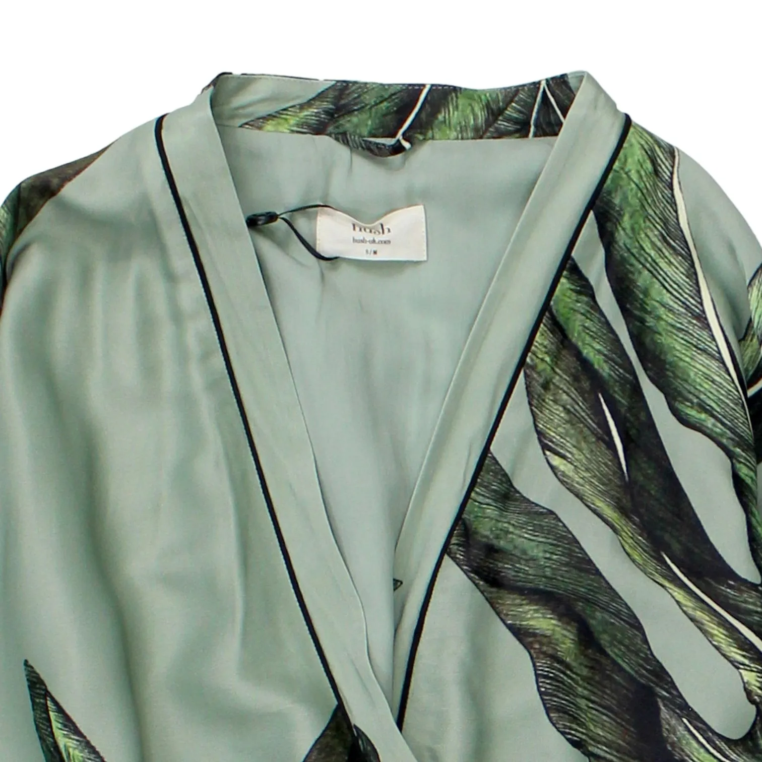 Hush Green Plant Print Short Kimono