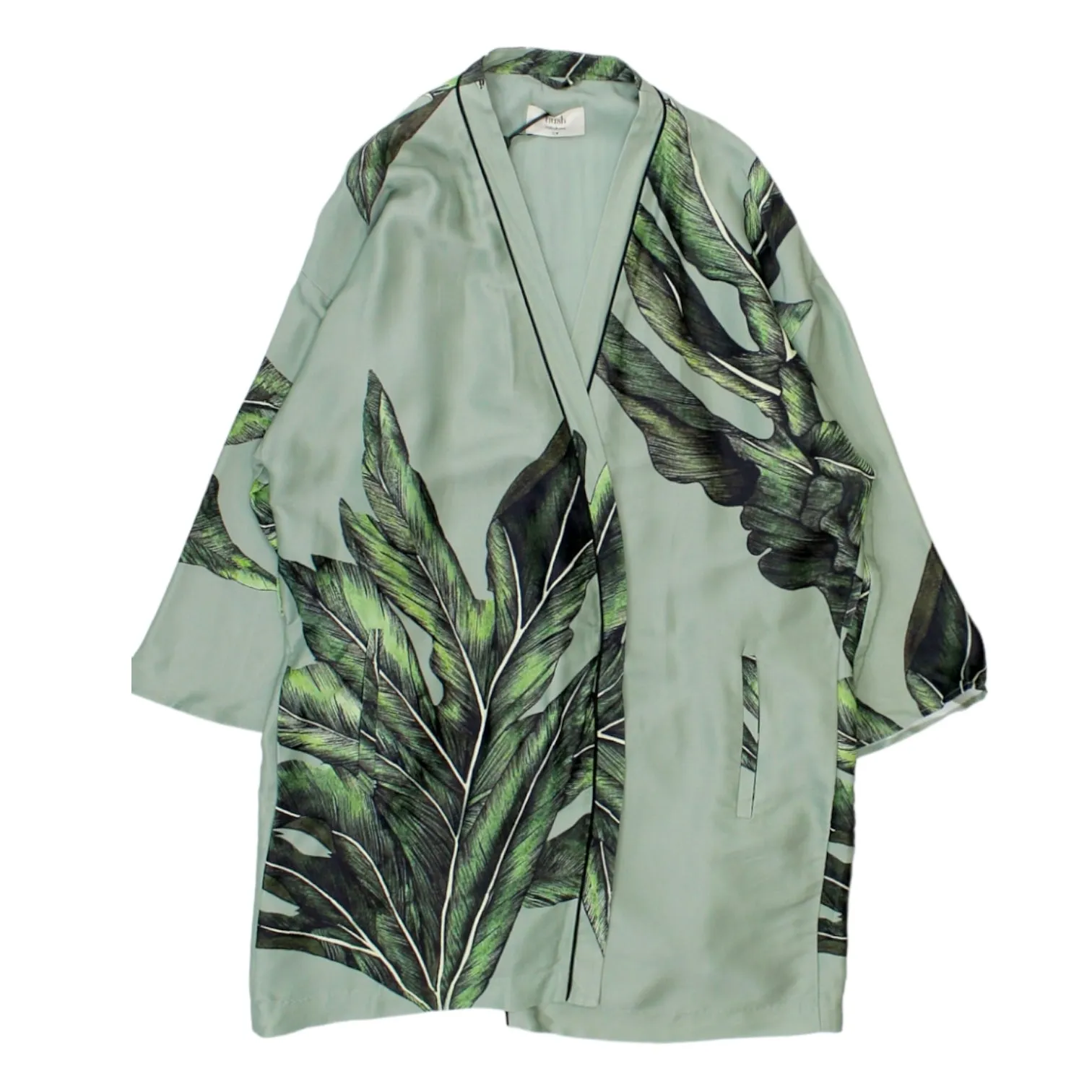 Hush Green Plant Print Short Kimono