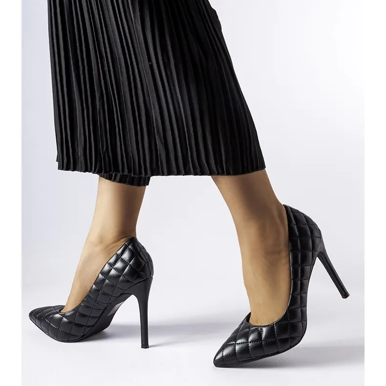 Inna Black quilted Valtina high heels