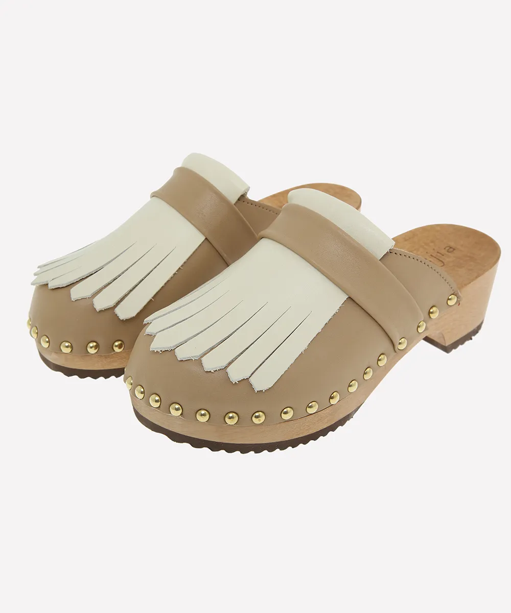 JEJIAbicolour fringe clogs  