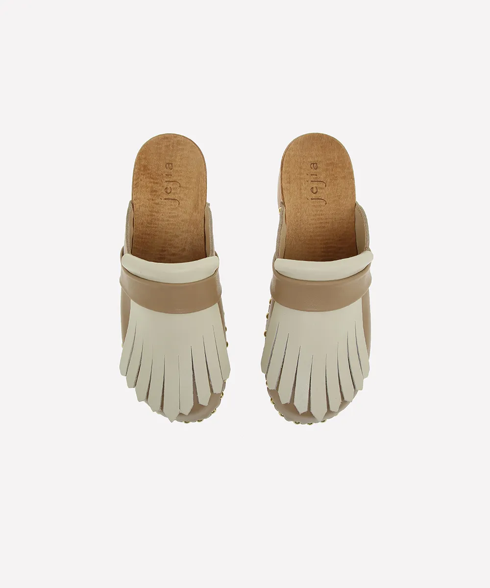 JEJIAbicolour fringe clogs  