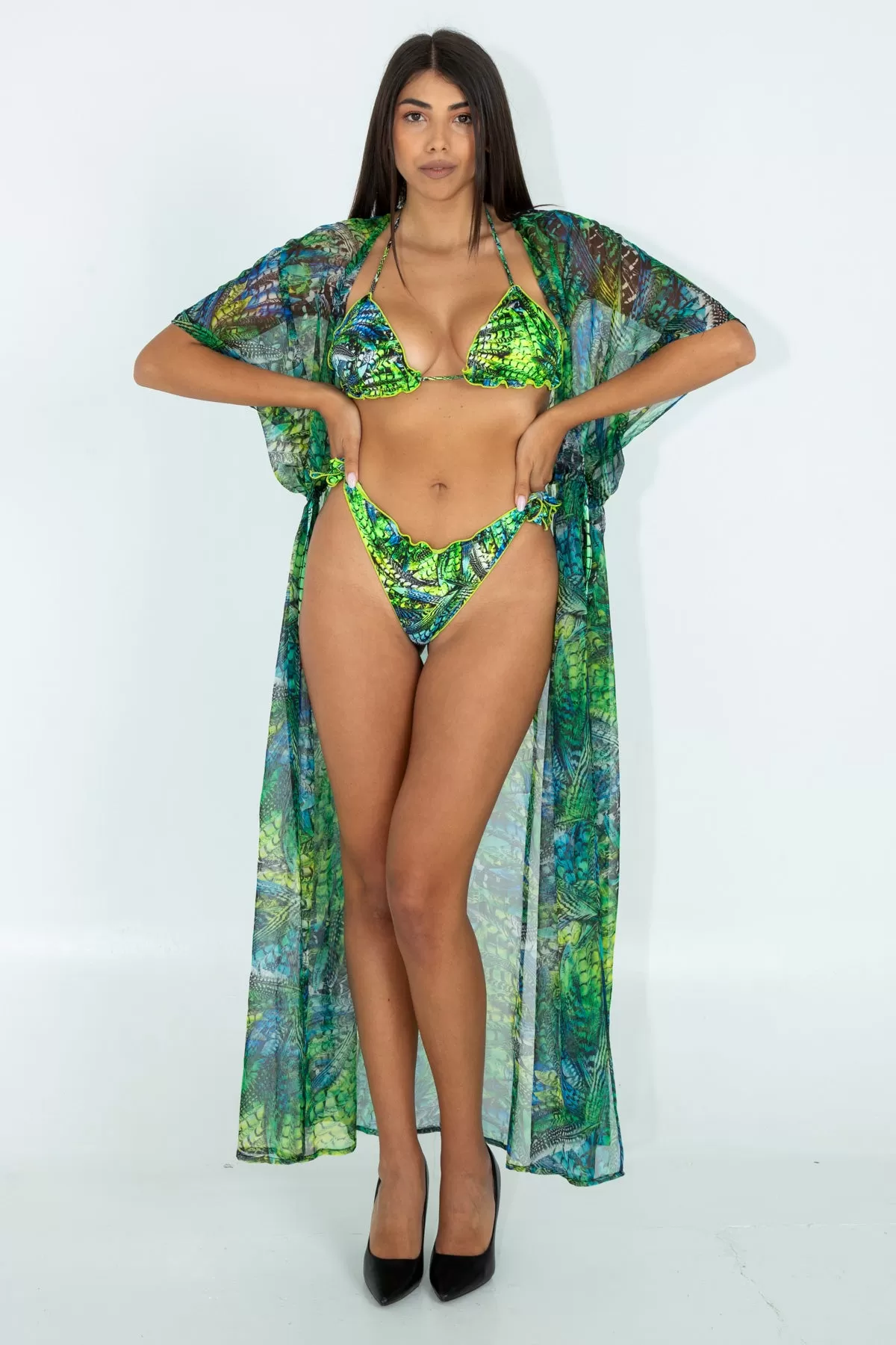 Kimono lungo da mare bird of paradise