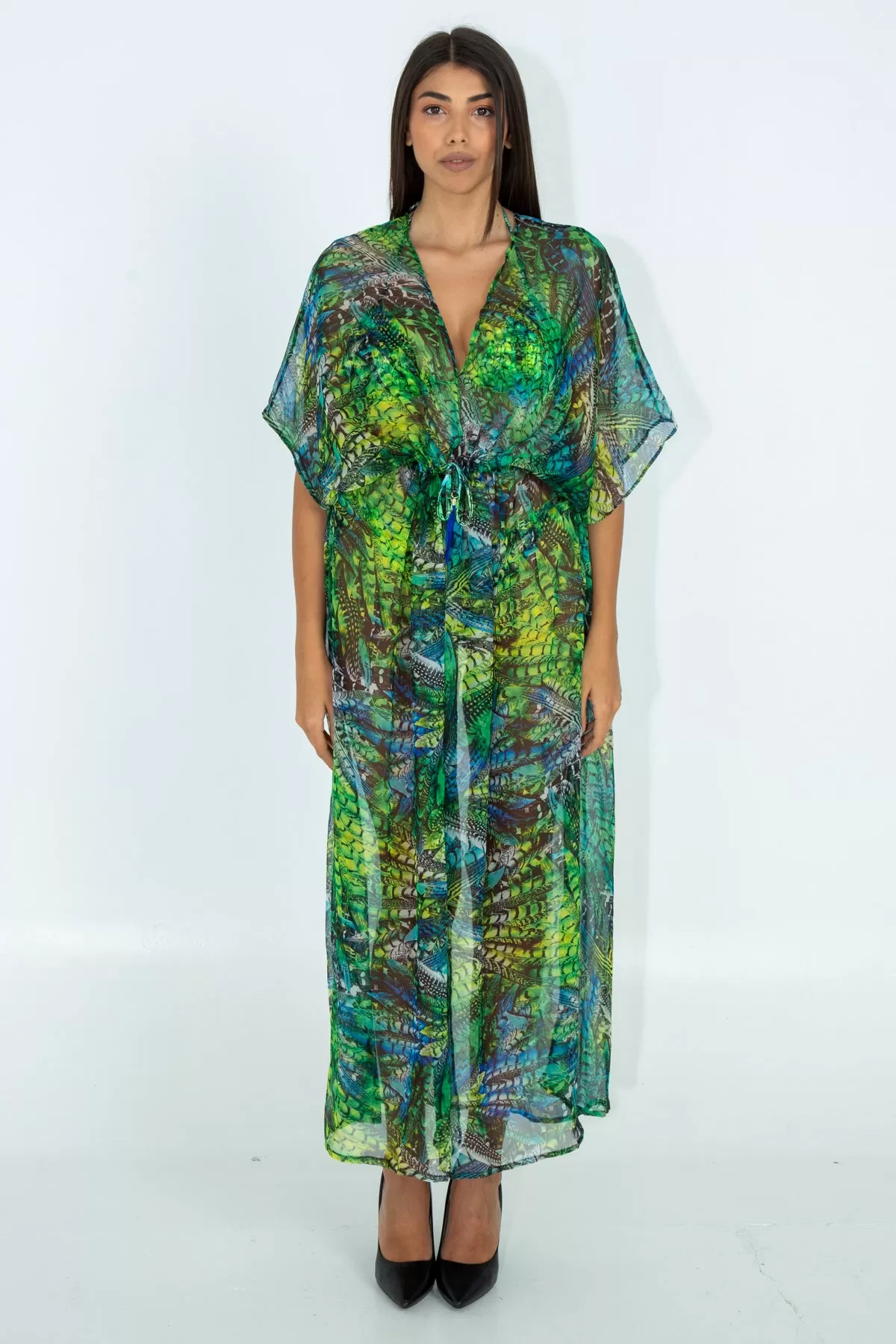 Kimono lungo da mare bird of paradise