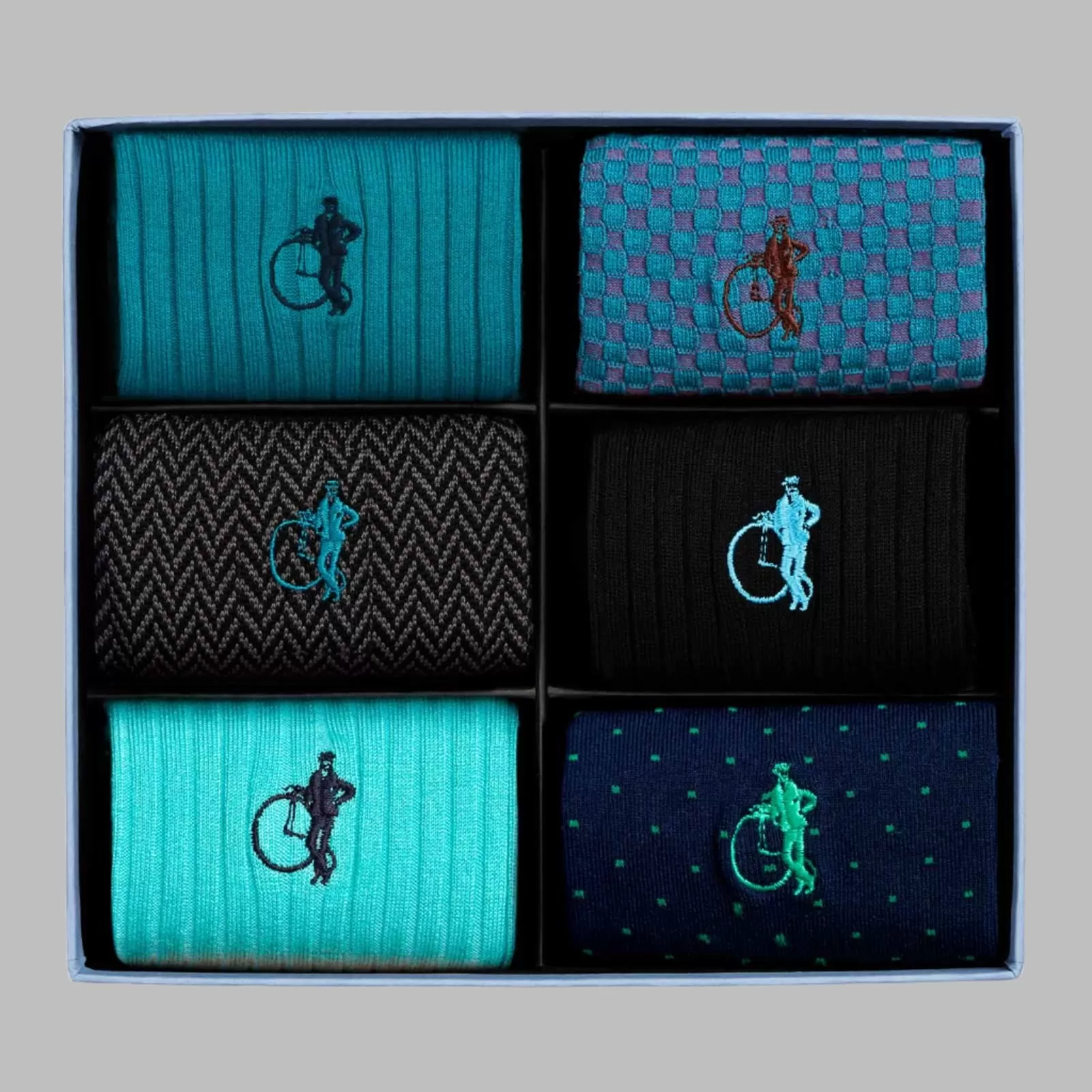 London Sock Co. DASH OF CLASS Ocean 6-Pair Gift Box