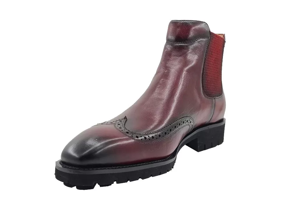 Lug Sole Chelsea Boot with Wingtip Toe