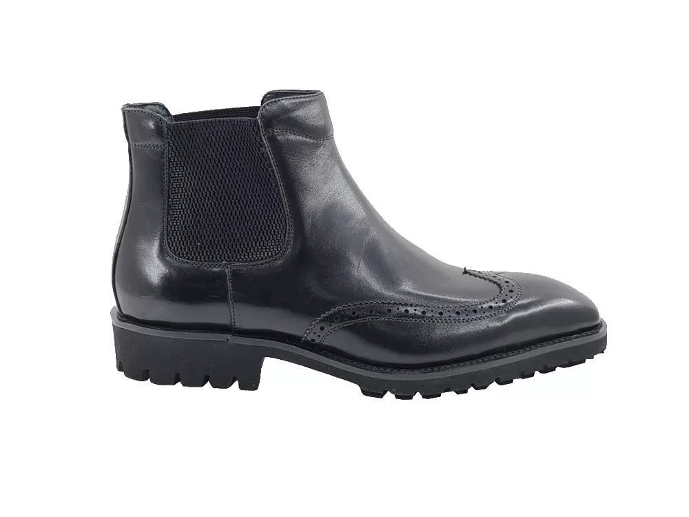 Lug Sole Chelsea Boot with Wingtip Toe