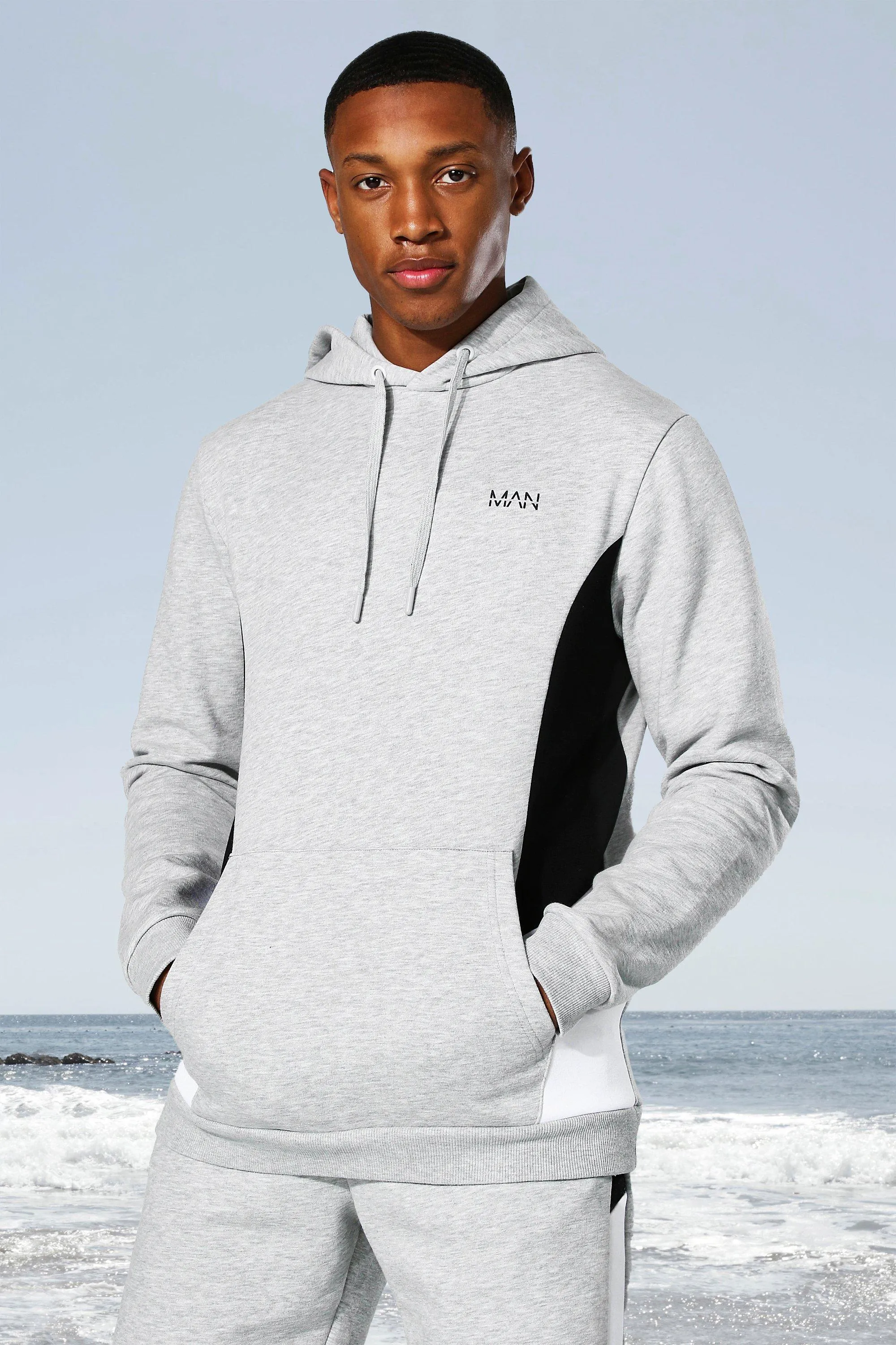 Man Active Side Block Hoodie | boohooMAN UK