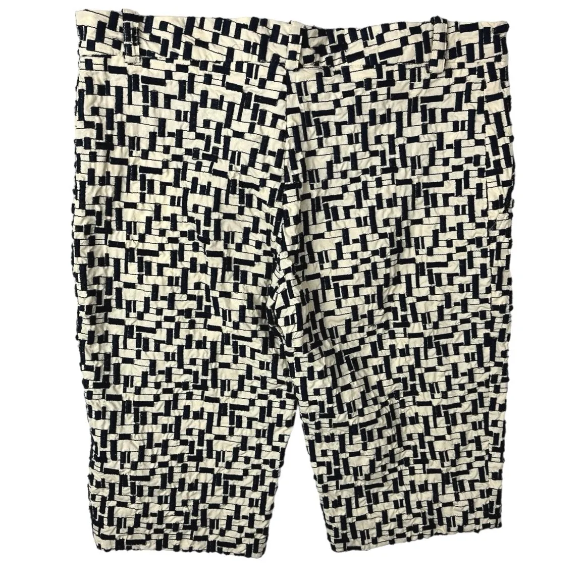 Marni Men's White/Black Geometric Print Mid Rise Flat Front Bermuda Shorts Sz 38