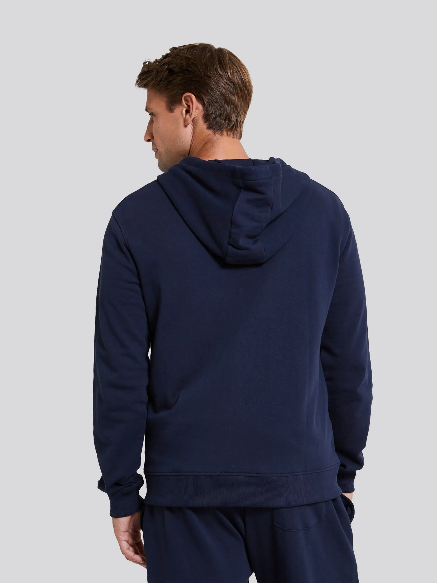 Mens Fleece Zip Hoodie in Navy Blue