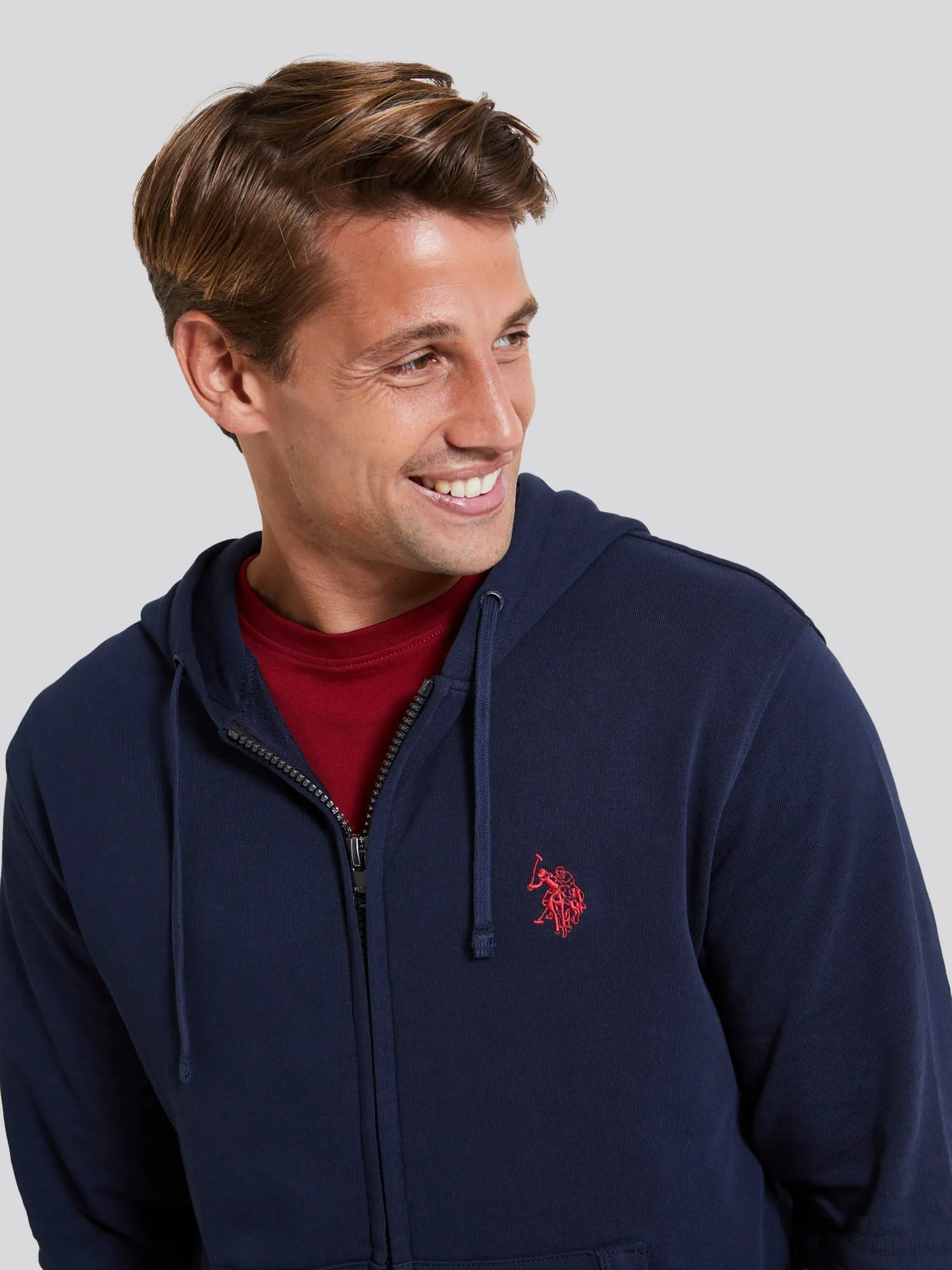 Mens Fleece Zip Hoodie in Navy Blue