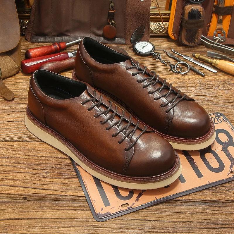 Men's Full Grain Leather Oxfords - TR2484 Casual Work Shoes