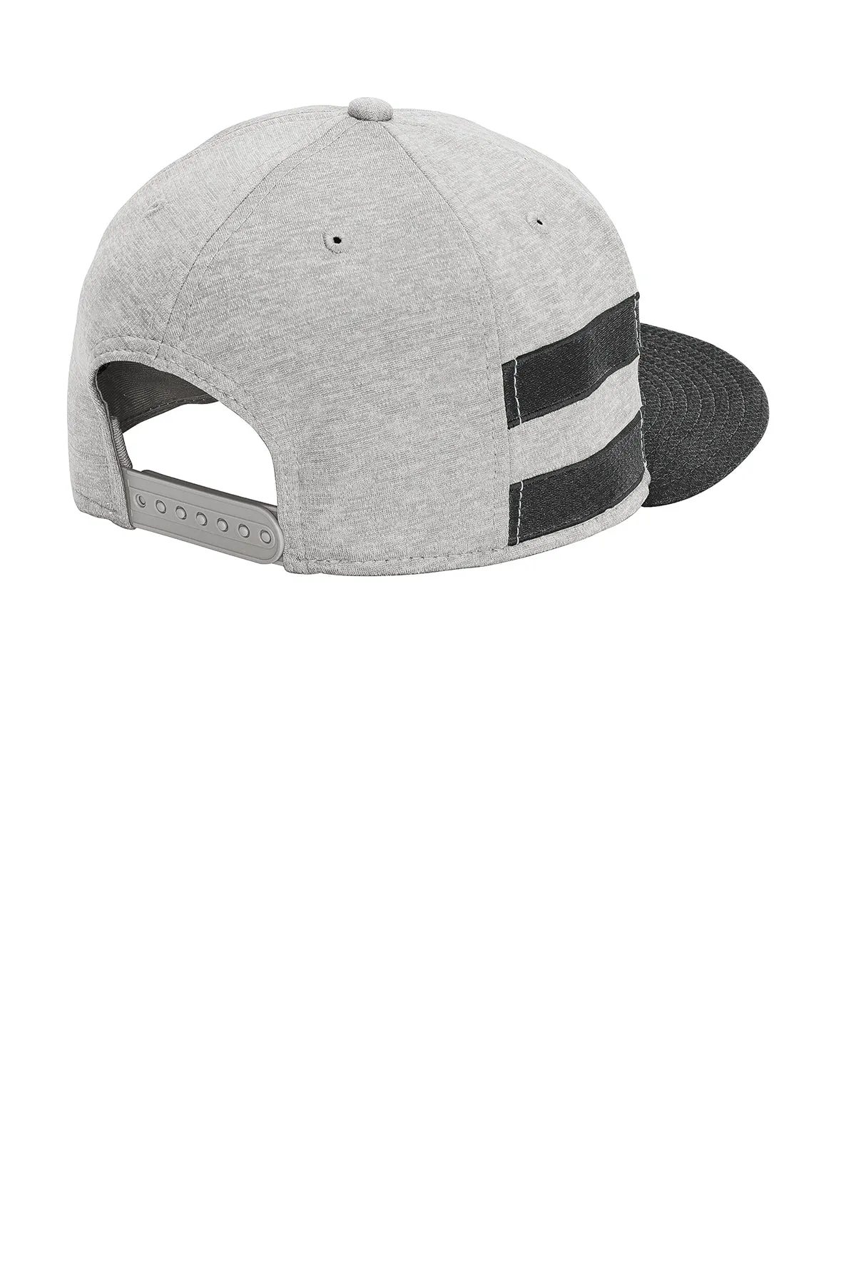 New Era Striped Flat Bill Snapback Custom Caps, Shadow Heather/ Black