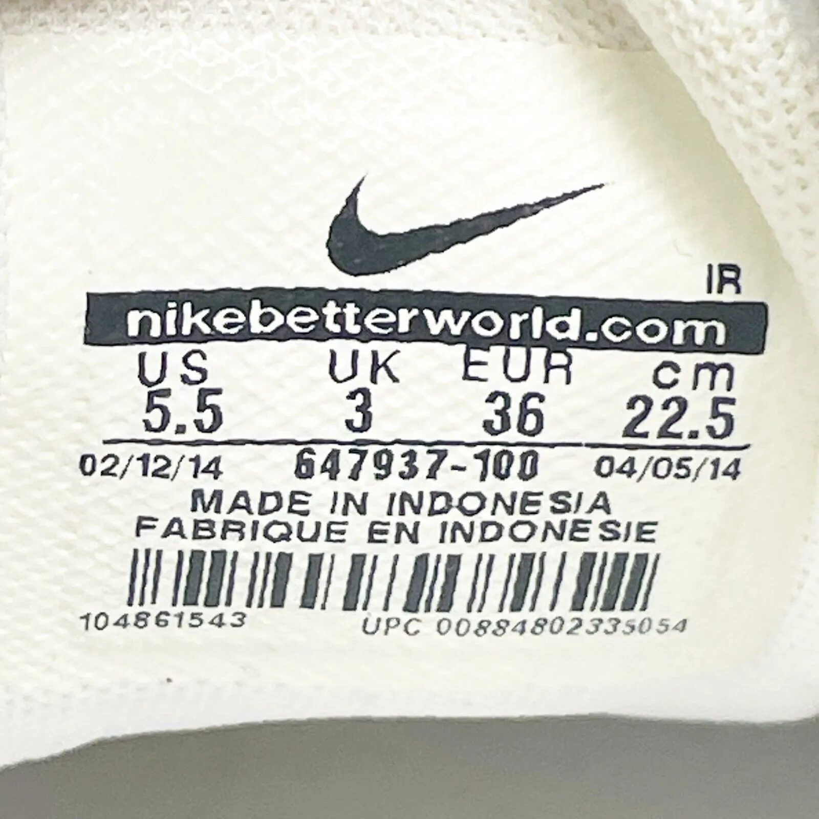 Nike Womens Sideline 3 647937-100 White Casual Shoes Sneakers Size 5.5