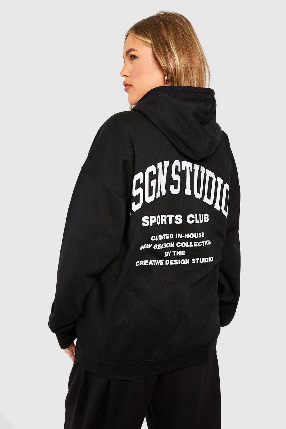 Plus Dsgn Sports Club Back Print Hoodie