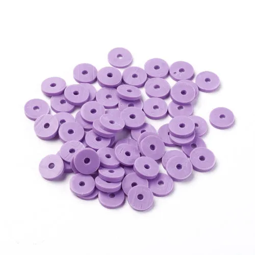 Polymer Clay Beads, Fimo, Katsuki, Heishi, Flat, Round, Plum, 6mm