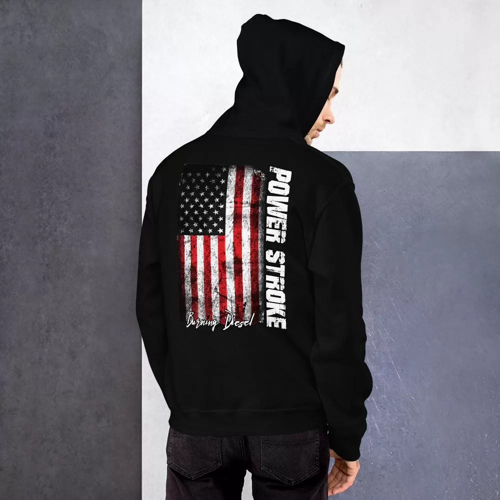 Powerstroke Hoodie Power Stroke Sweatshirt With American Flag On Back