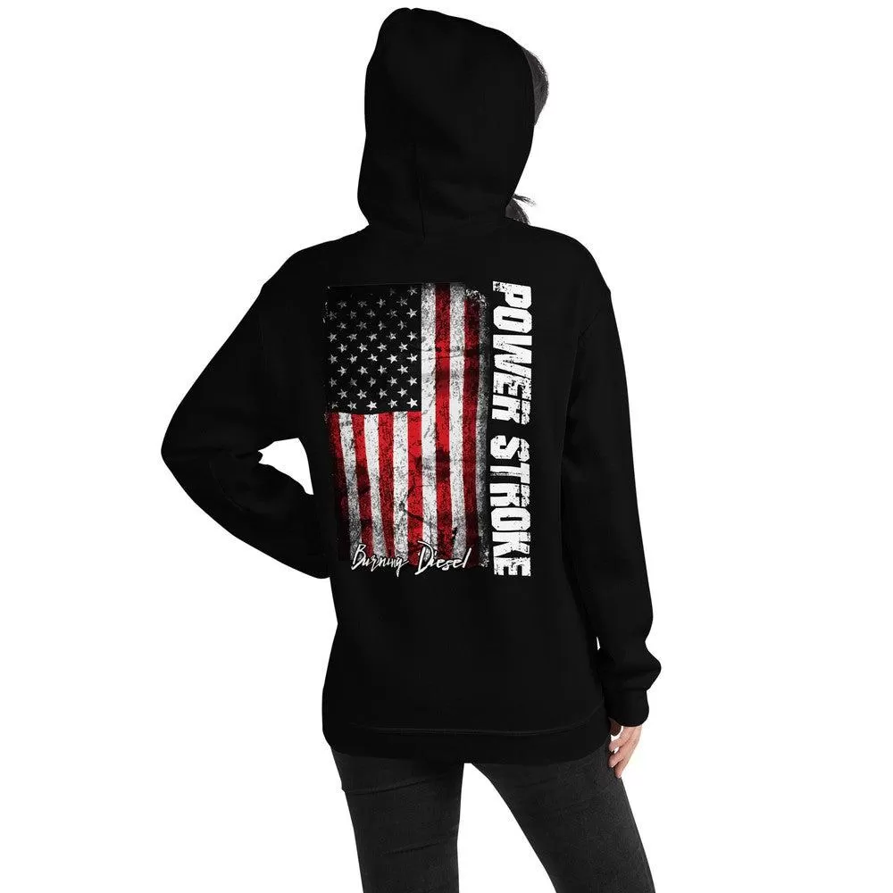 Powerstroke Hoodie Power Stroke Sweatshirt With American Flag On Back