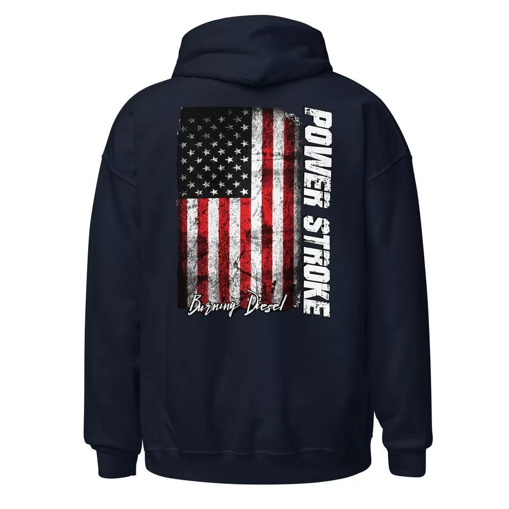 Powerstroke Hoodie Power Stroke Sweatshirt With American Flag On Back