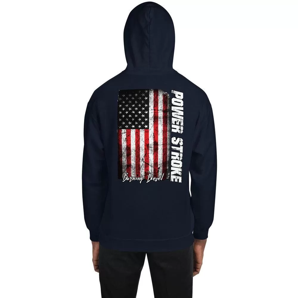 Powerstroke Hoodie Power Stroke Sweatshirt With American Flag On Back