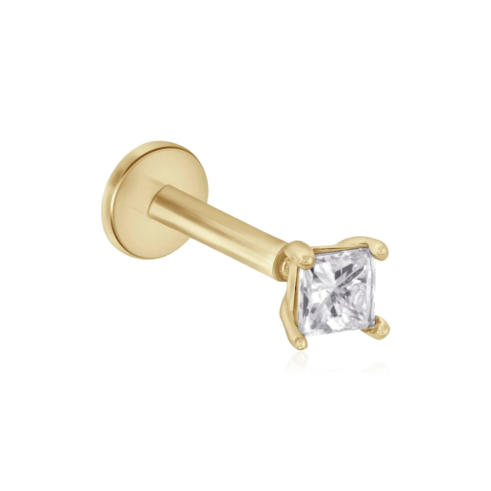 Princess Cut Diamond Flat Back Stud