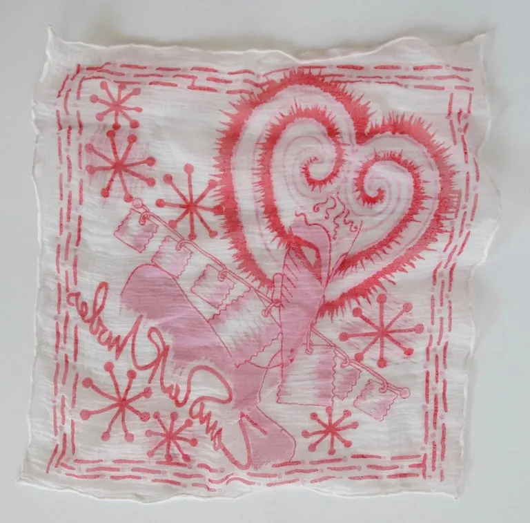 Rare Zandra Rhodes Hand Painted Hanky