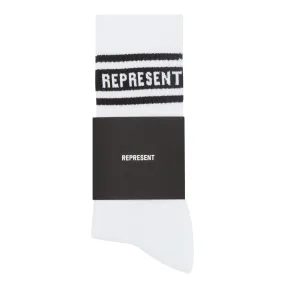 REPRESENT Owners Club Logo Socks - Flat White  Black