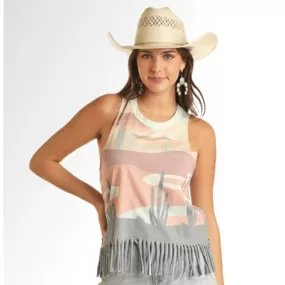 Rock & Roll Women's Desert Scene Fringe Tank