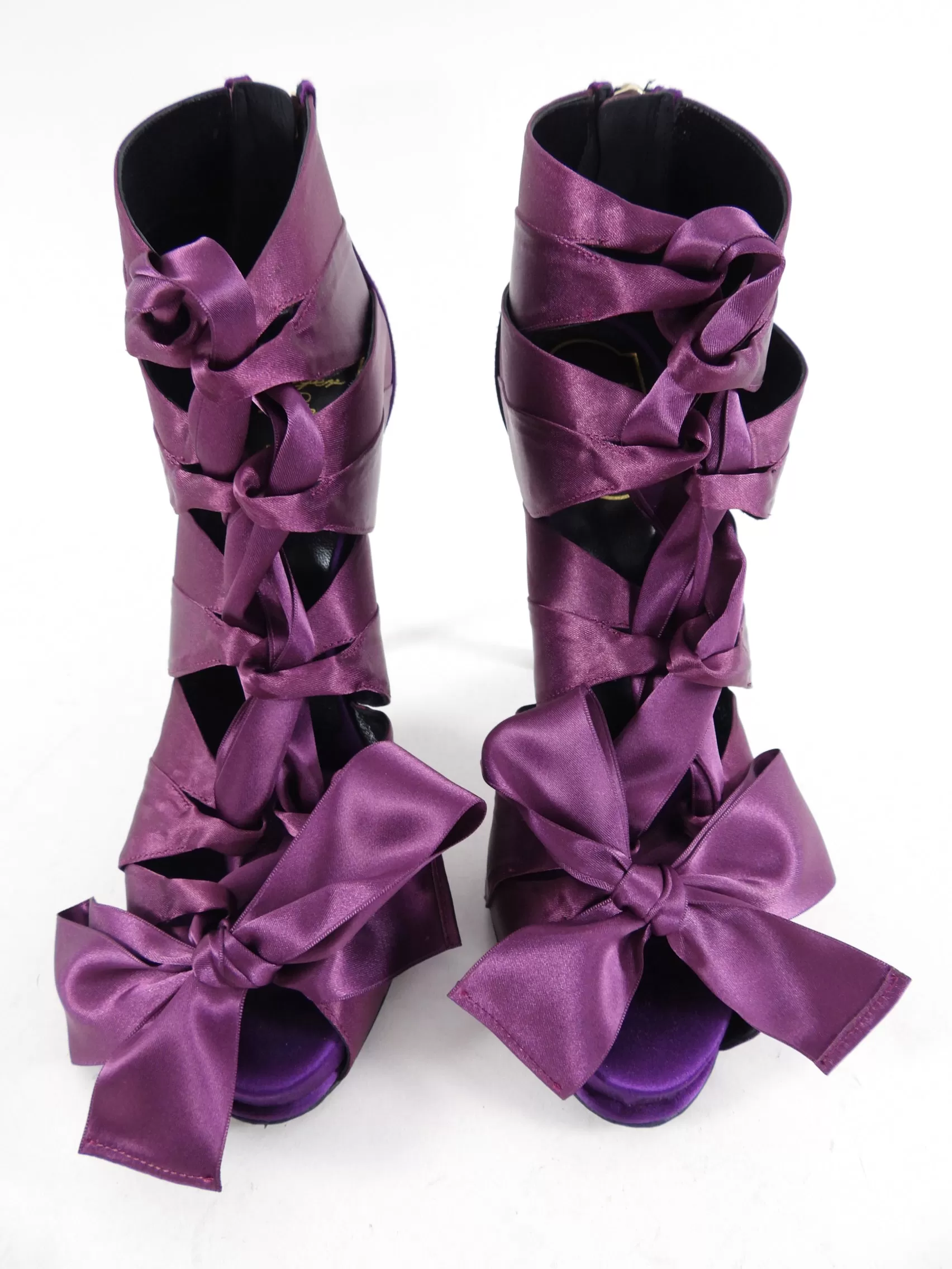 Roger Viver Purple Satin Ribbon High Heels - 7.5