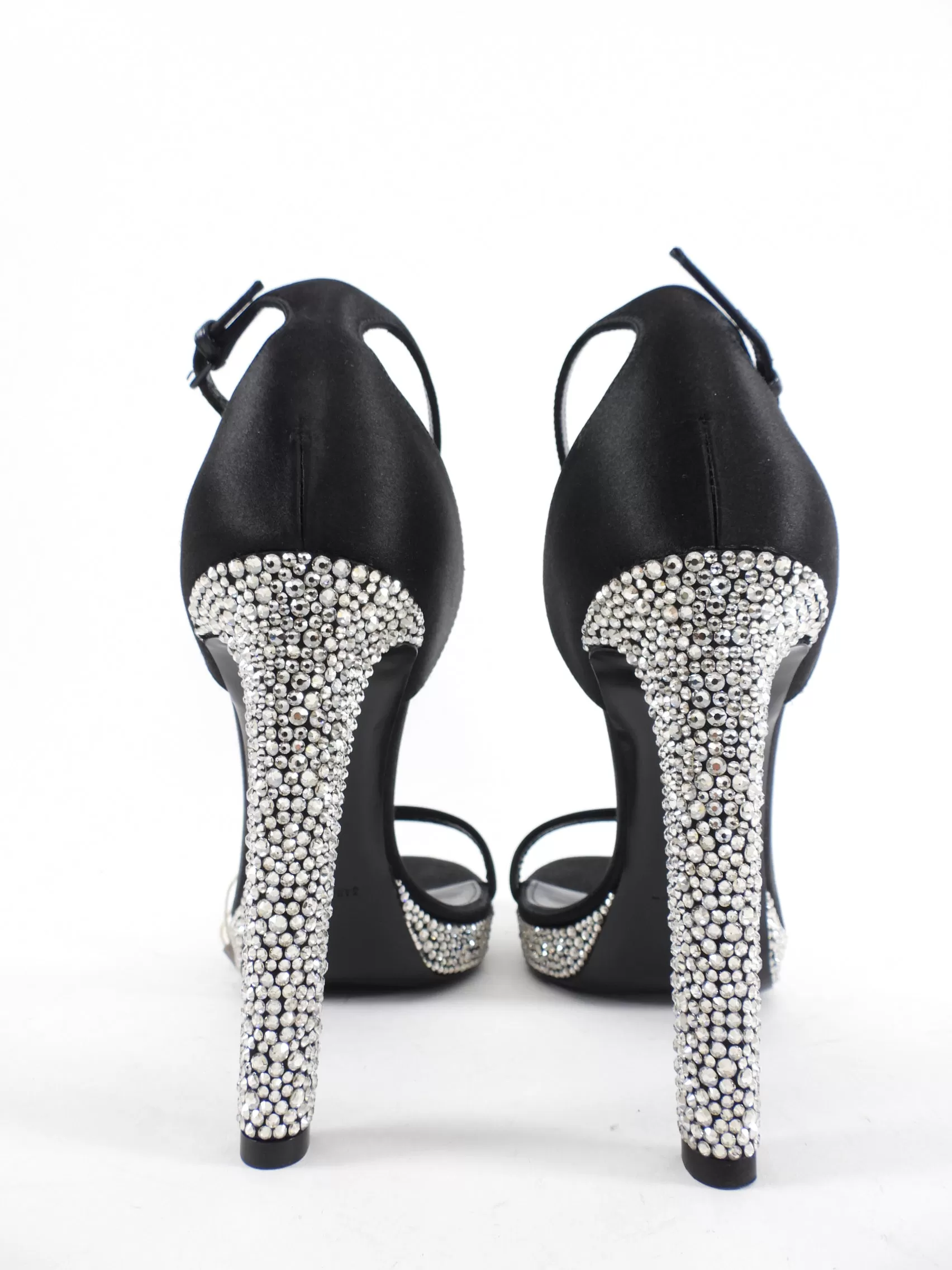 Saint Laurent Black Satin and Strass Crystal Heels - 40