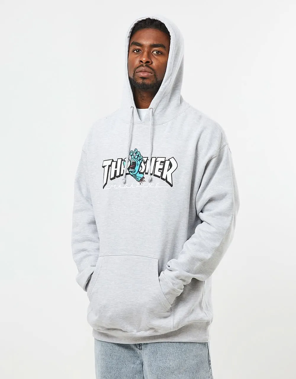 Santa Cruz x Thrasher Screaming Logo Pullover Hoodie - Grey Heather