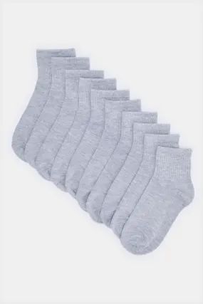 Senior Boys Grey High Ankle Socks Set (Pack of 5)