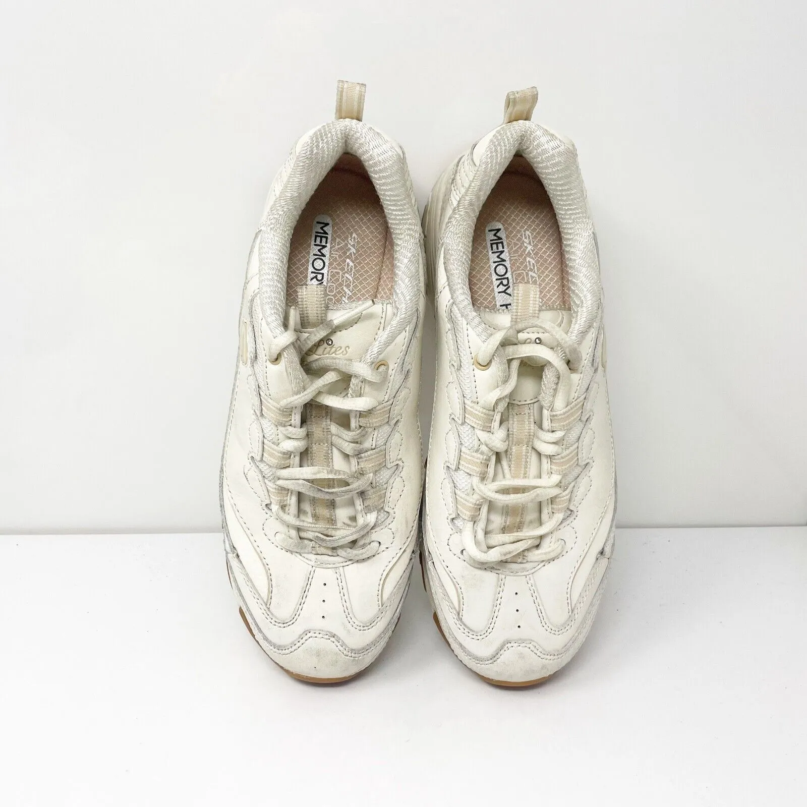 Skechers Womens D Lites 149807 White Casual Shoes Sneakers Size 8