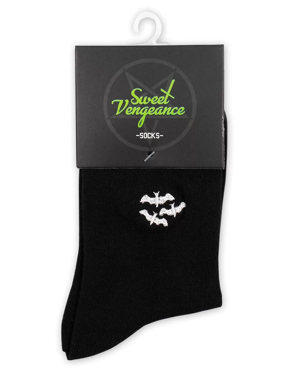 Socks - Calf Socks Black W/ Bat Emb Sv