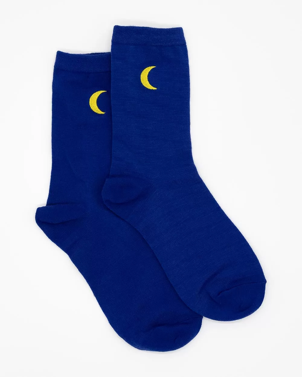 Socks - Calf Socks Blue W/ Moon Emb Sv