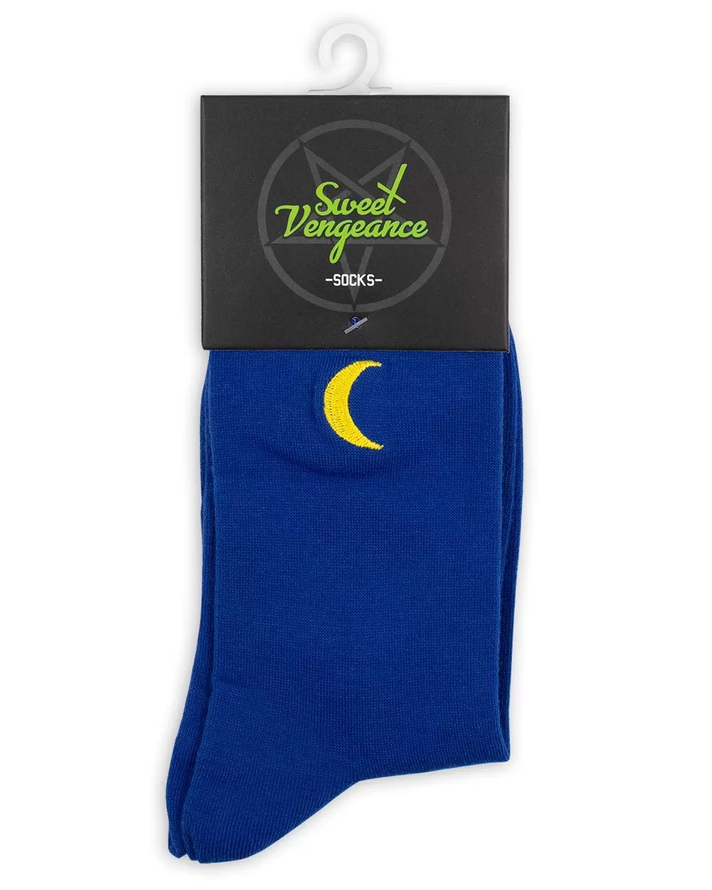 Socks - Calf Socks Blue W/ Moon Emb Sv