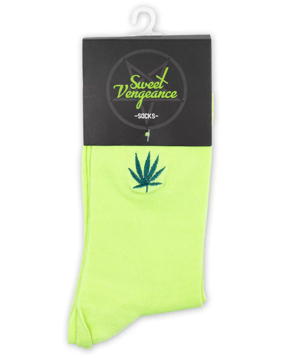 Socks - Calf Socks Light Green W/ Leaf Emb Sv