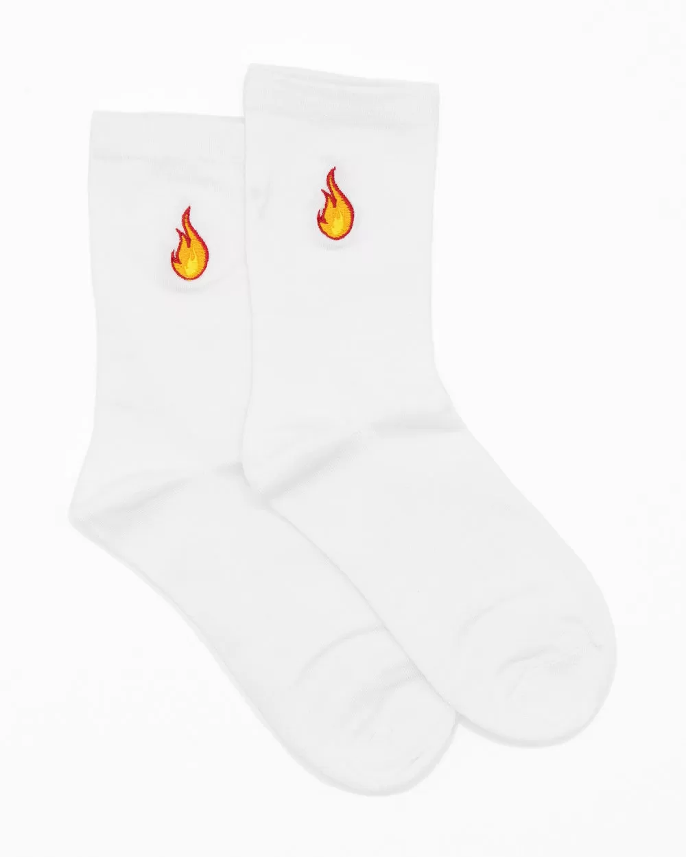 Socks - Calf Socks White W/ Flame Emb Sv