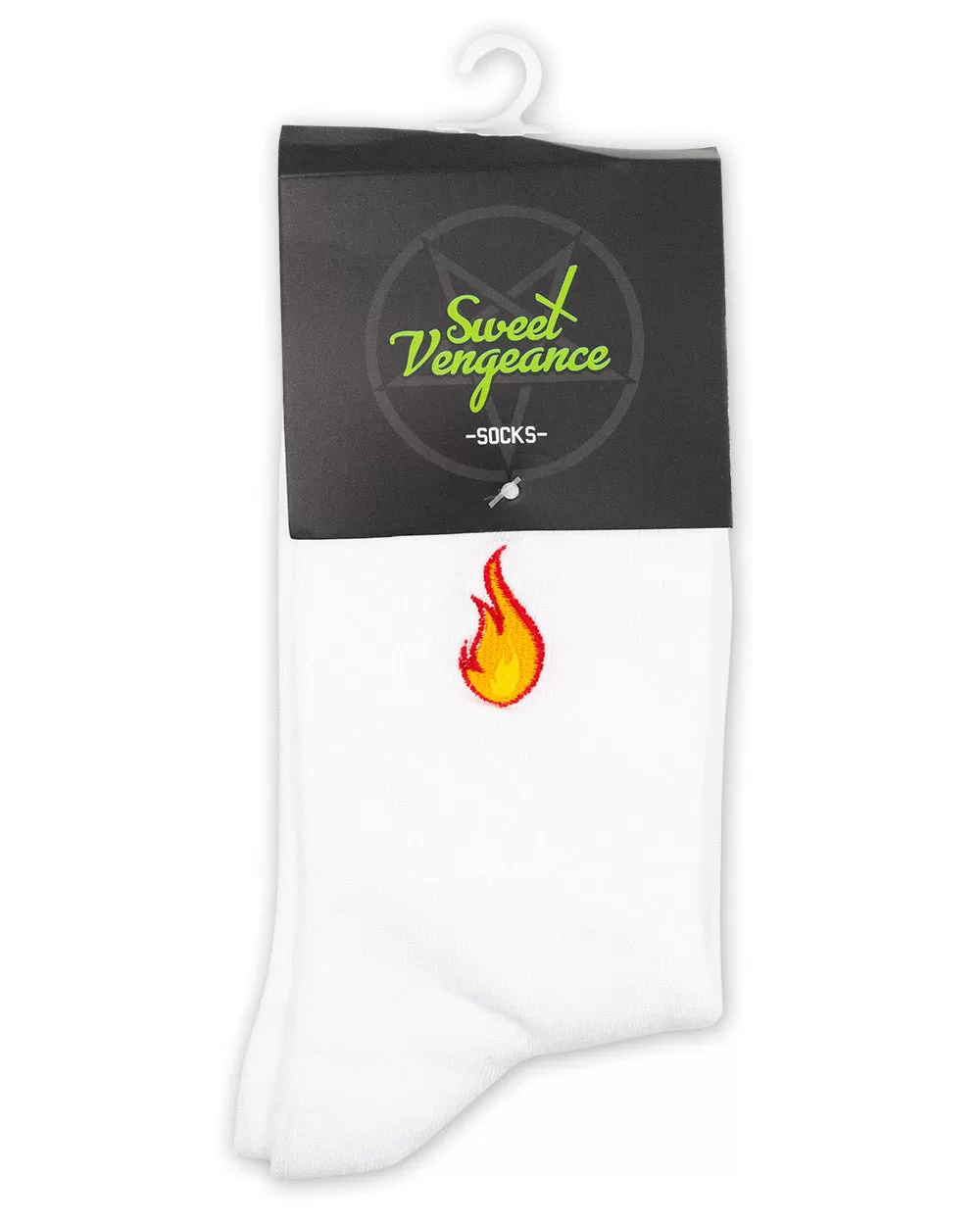 Socks - Calf Socks White W/ Flame Emb Sv