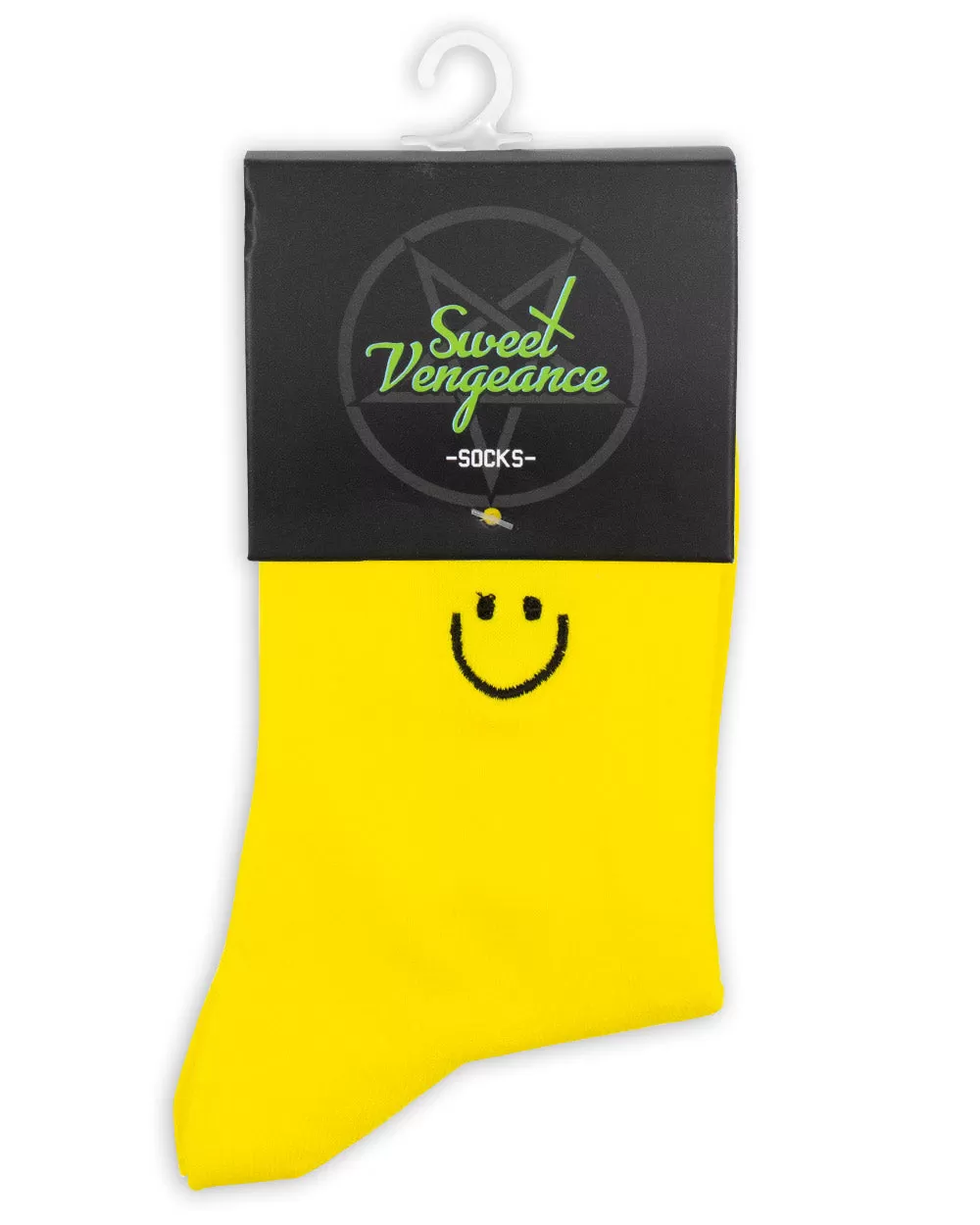 Socks - Calf Socks Yellow W/ Smiley Emb Sv