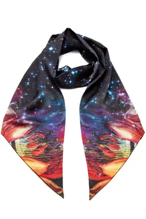 Starlight Passion Flower  100% Silk Skinny Scarf