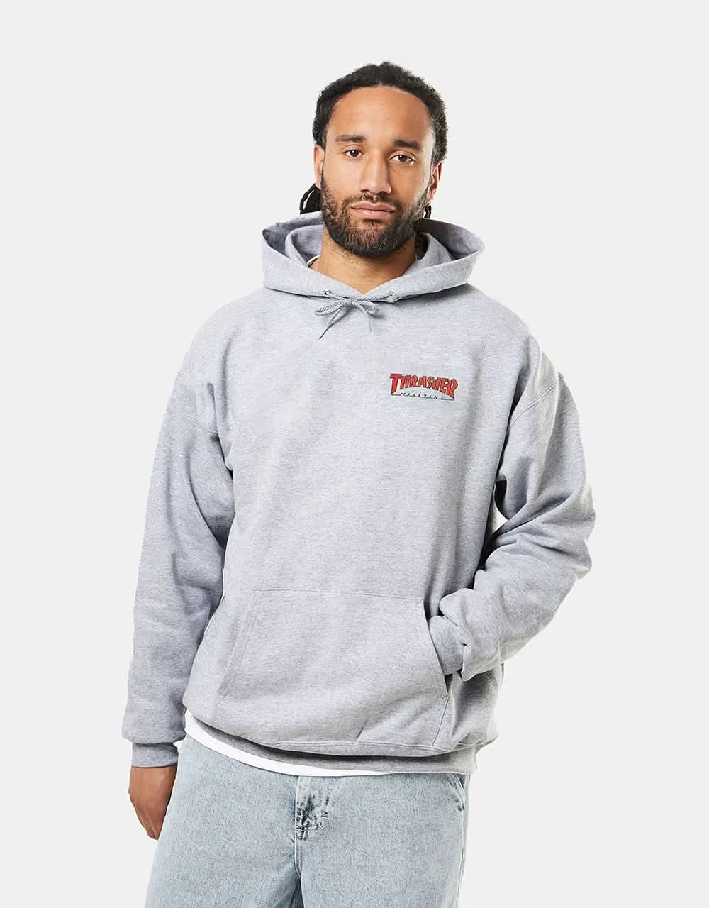 Thrasher Little Outline Pullover Hoodie - Grey