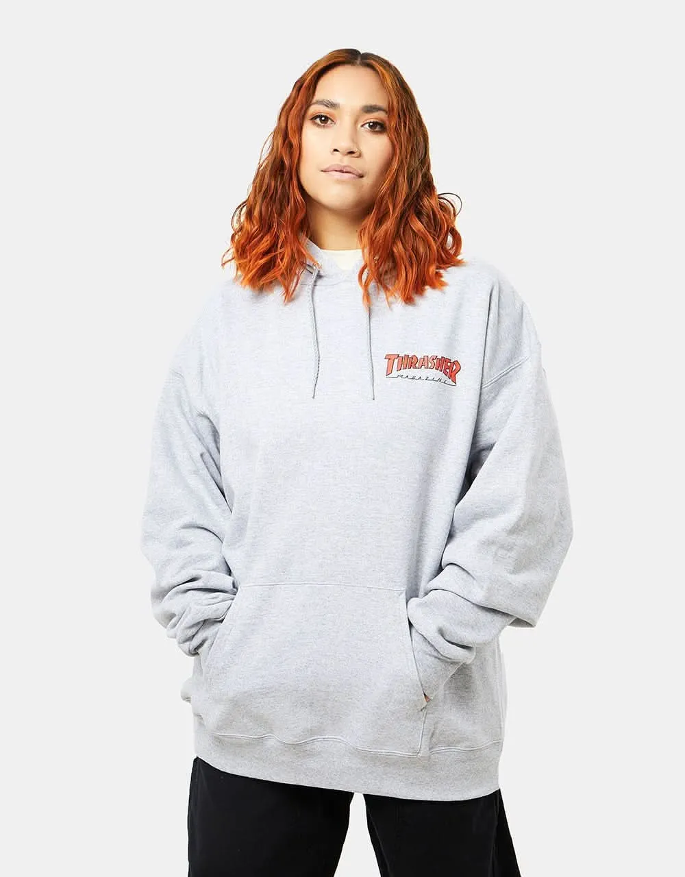 Thrasher Little Outline Pullover Hoodie - Grey