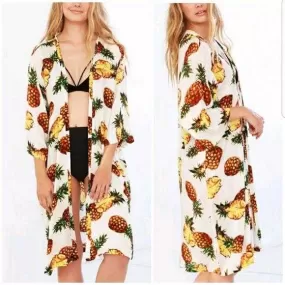 Tropical Pineapple Print Kimono