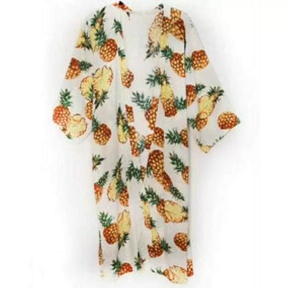 Tropical Pineapple Print Kimono