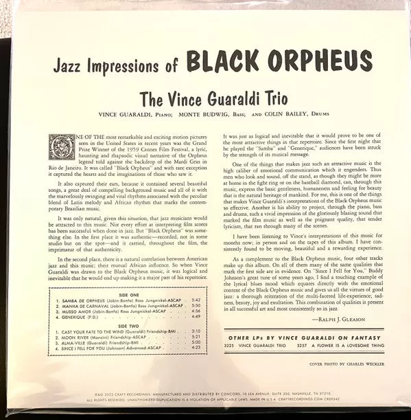 Vince Guaraldi Trio ~ Jazz Impressions Of Black Orpheus