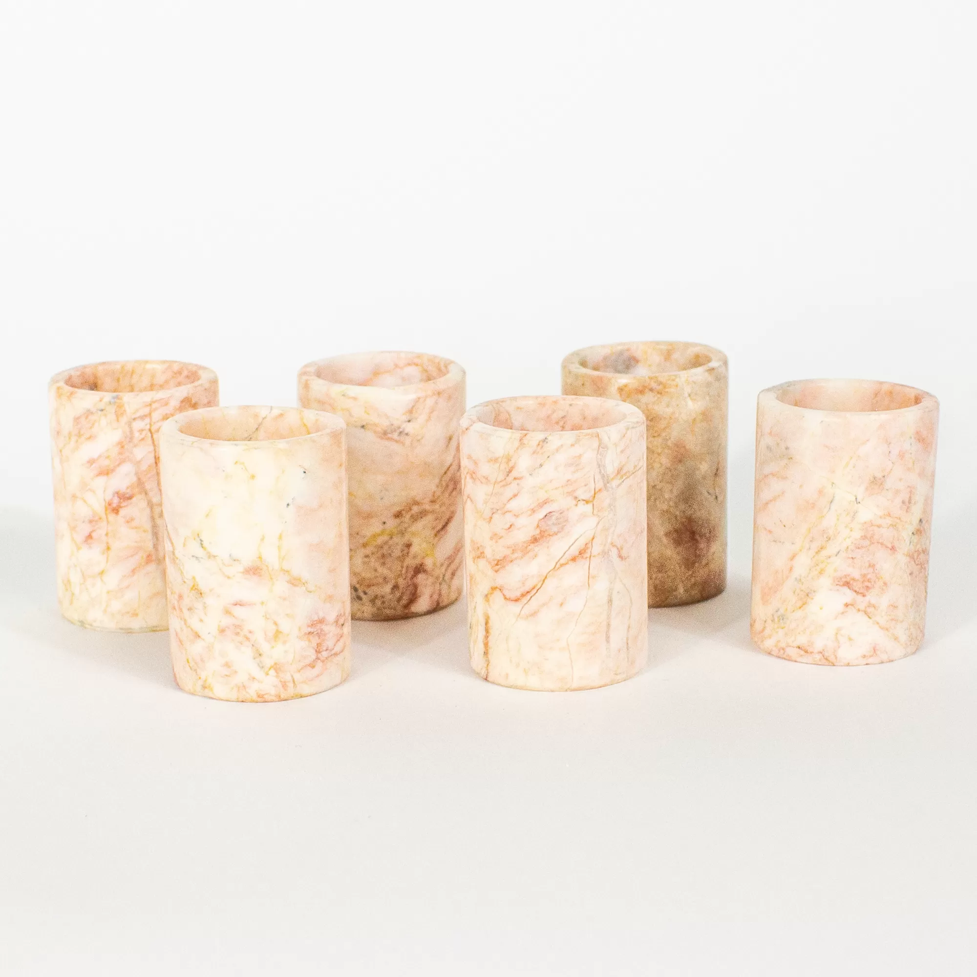 VINTAGE DESERT ROSE MARBLE SHOT GLASSES |SET OF 6