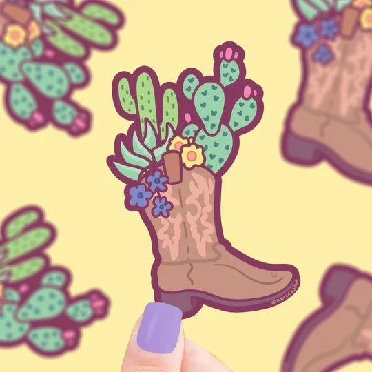 Vinyl Sticker, Cactus Cowboy Boot