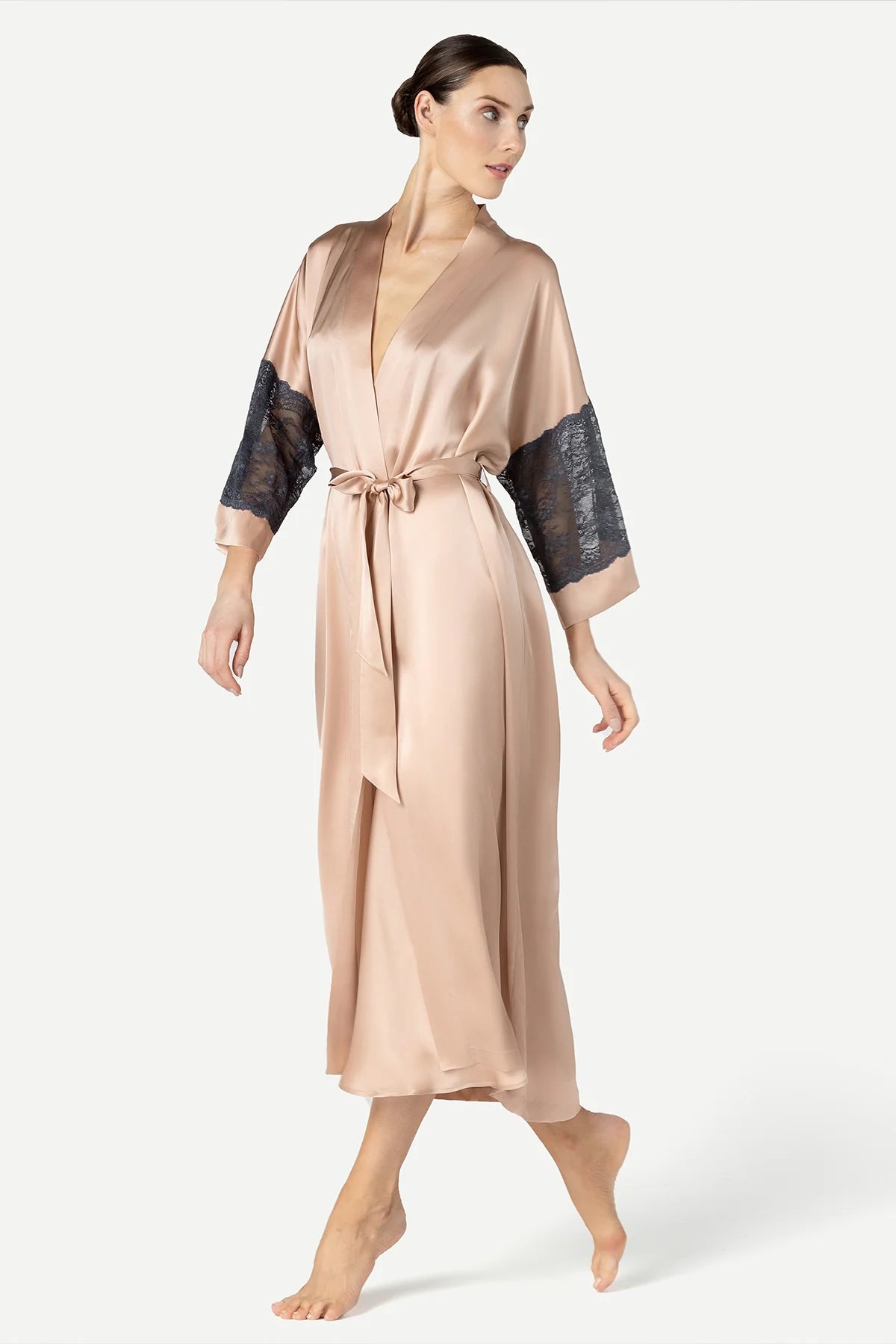 Viva Sensual Rose Gold Long Silk Robe