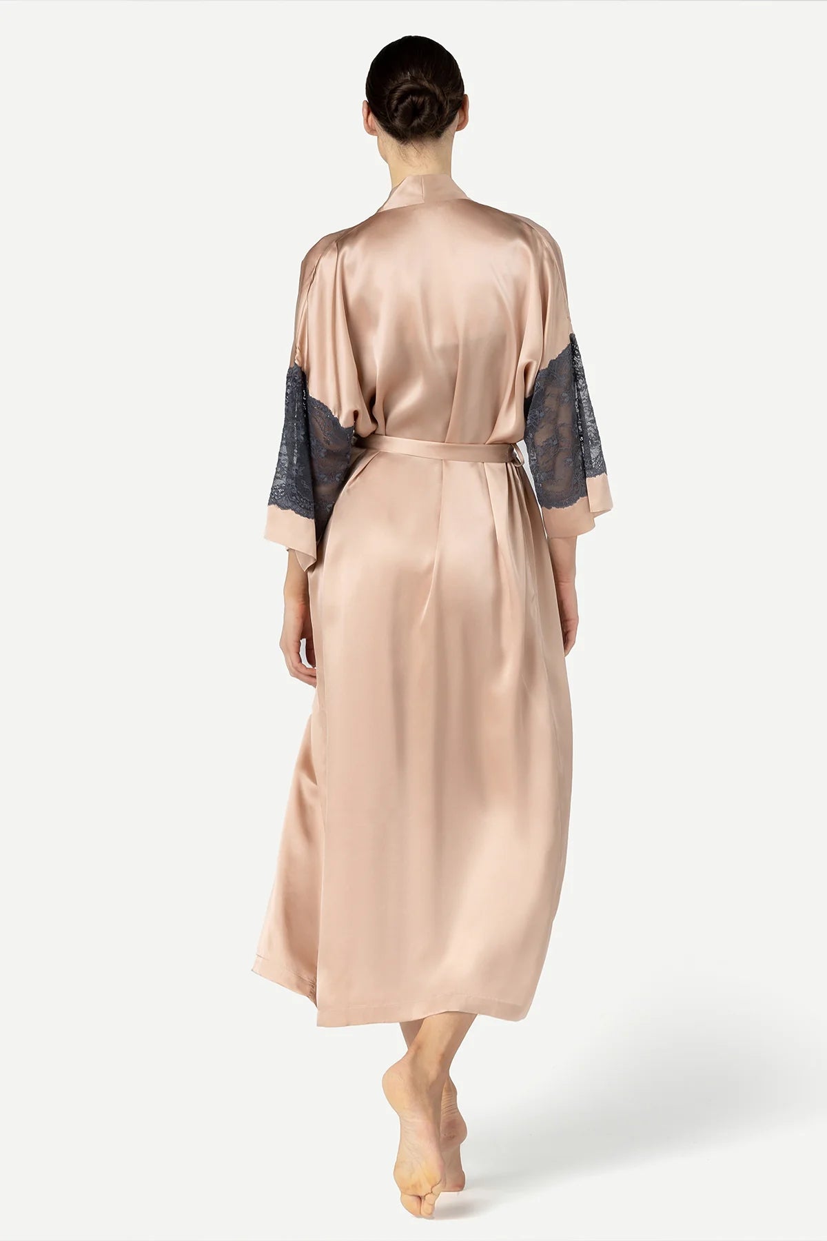 Viva Sensual Rose Gold Long Silk Robe