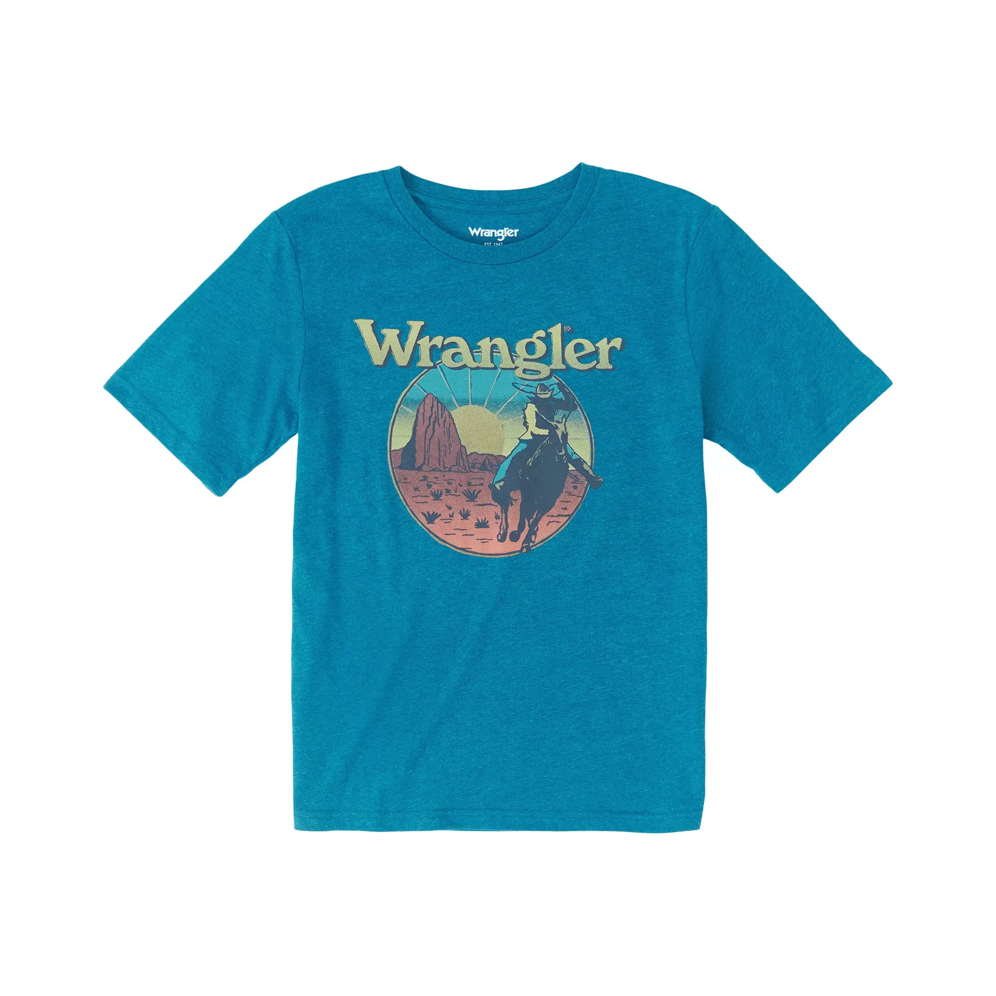 Wrangler Boy's Cyan Heather Desert Roping Tee